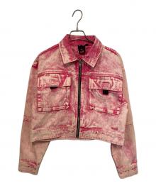 X-GIRL（エックスガール）の古着「BLEACHED JACKET / ケミカルウォッシュクロップドジャケット」｜ピンク