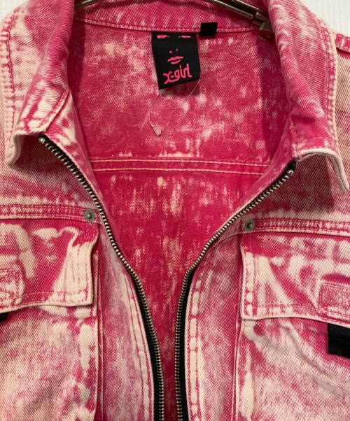 X-GIRL（エックスガール）X-girl (エックスガール) BLEACHED JACKET / ケミカルウォッシュクロップドジャケット ピンク サイズ:１の古着・服飾アイテム
