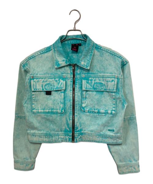 X-GIRL（エックスガール）X-girl (エックスガール) BLEACHED JACKET / ケミカルウォッシュクロップドジャケット ブルー サイズ:２の古着・服飾アイテム