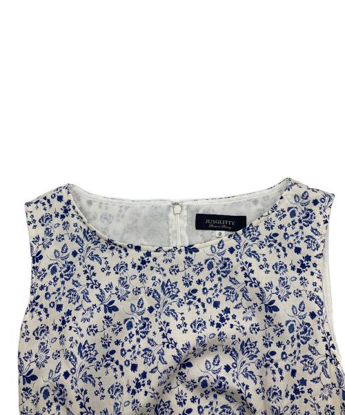 JUSGLITTY（ジャスグリッティー）JUSGLITTY (ジャスグリッティー) フラワーティアードワンピース ネイビー×アイボリー サイズ:2の古着・服飾アイテム