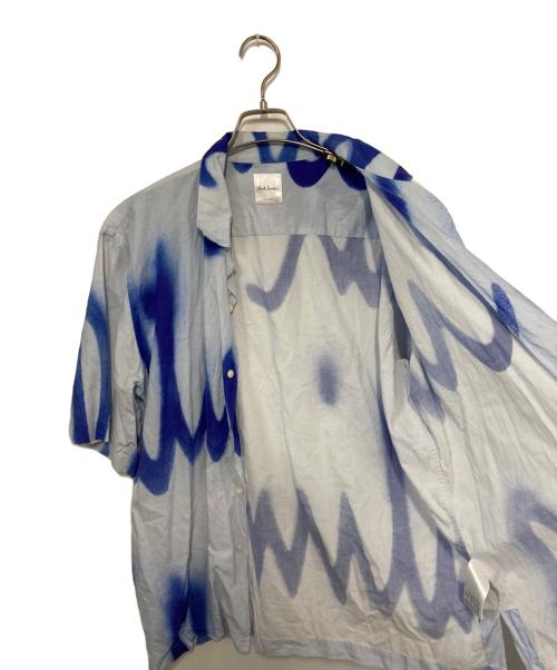 PAUL SMITH（ポールスミス）PAUL SMITH (ポールスミス) オープンカラースプレーペイントロゴシャツ ホワイト×ブルー サイズ:XLの古着・服飾アイテム