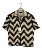 ZARAザラ）の古着「クロシェニットシャツ」｜ホワイト×ブラック