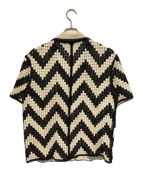ZARA（ザラ）ZARA (ザラ) クロシェニットシャツ ホワイト×ブラック サイズ:Mの古着・服飾アイテム