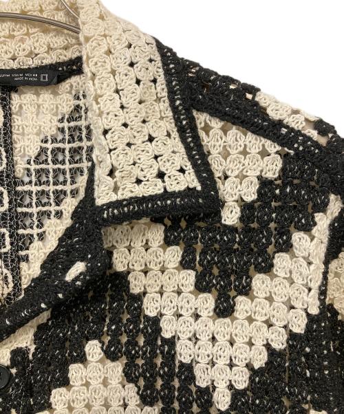 ZARA（ザラ）ZARA (ザラ) クロシェニットシャツ ホワイト×ブラック サイズ:Mの古着・服飾アイテム