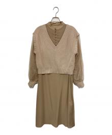 Ameri（アメリ）の古着「SHEER LAYERED SHIRT TOP / ニットベストレイヤードシアーシャツ」｜アイボリー