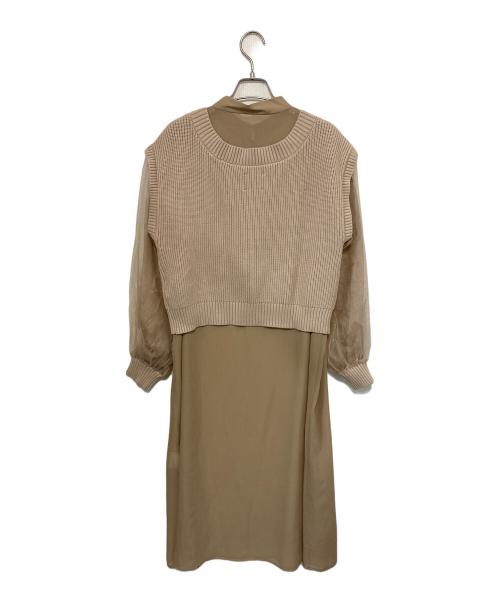 Ameri（アメリ）AMERI (アメリ) SHEER LAYERED SHIRT TOP / ニットベストレイヤードシアーシャツ アイボリー サイズ:Fの古着・服飾アイテム