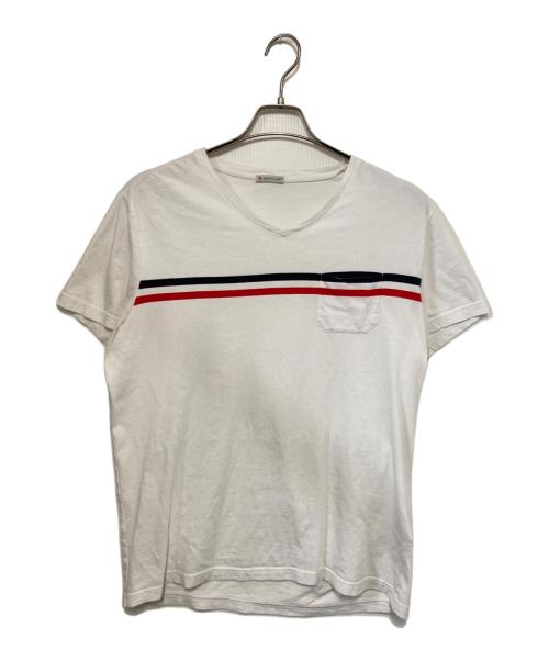 MONCLER（モンクレール）MONCLER (モンクレール) MAGLIA SCOLLO A V V NECK JUMPER / マグリアVネックカットソー ホワイト サイズ:LLの古着・服飾アイテム