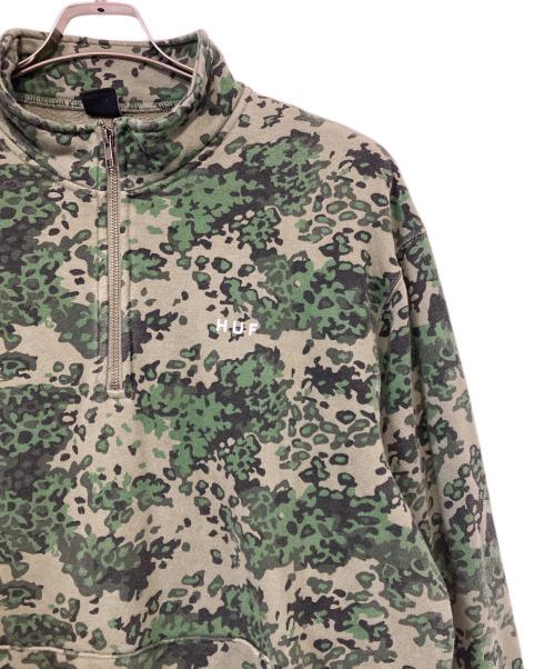 HUF（ハフ）HUF (ハフ) CONTRA 1/4 ZIP FLEECE/ハーフジップスウェット カーキ サイズ:Ｌの古着・服飾アイテム