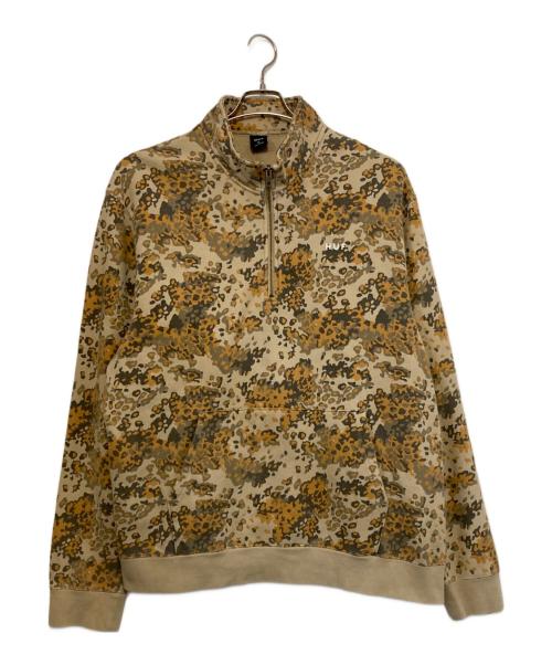 HUF（ハフ）HUF (ハフ) CONTRA 1/4 ZIP FLEECE/ハーフジップスウェット オレンジ×ベージュ サイズ:ＸＬの古着・服飾アイテム