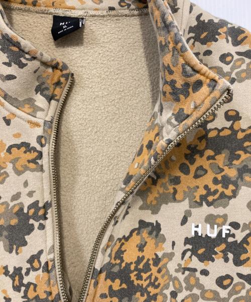 HUF（ハフ）HUF (ハフ) CONTRA 1/4 ZIP FLEECE/ハーフジップスウェット オレンジ×ベージュ サイズ:ＸＬの古着・服飾アイテム