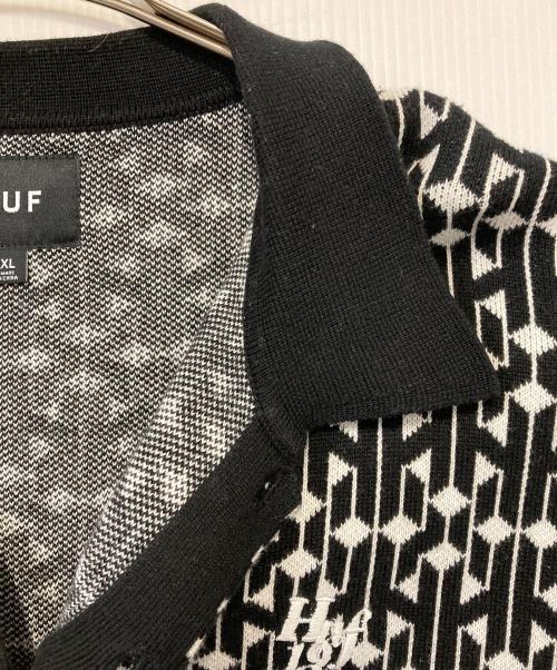 HUF（ハフ）HUF (ハフ) PARADOX KNIT POLO/ニットポロシャツ ブラック×ホワイト サイズ:XLの古着・服飾アイテム