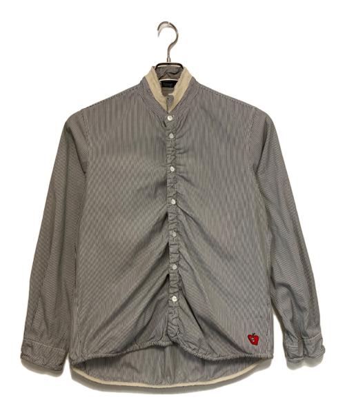 UNDERCOVERISM（アンダーカバーイズム）UNDERCOVERISM (アンダーカバーイズム) 裏縮絨バンドカラーシャツ ブルー×ホワイト サイズ:2の古着・服飾アイテム