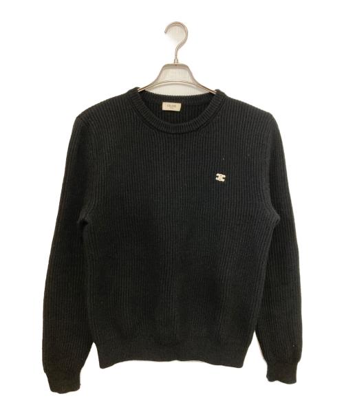 CELINE（セリーヌ）CELINE (セリーヌ) トリオンフワンポイントリブニット ブラック サイズ:Ｍの古着・服飾アイテム