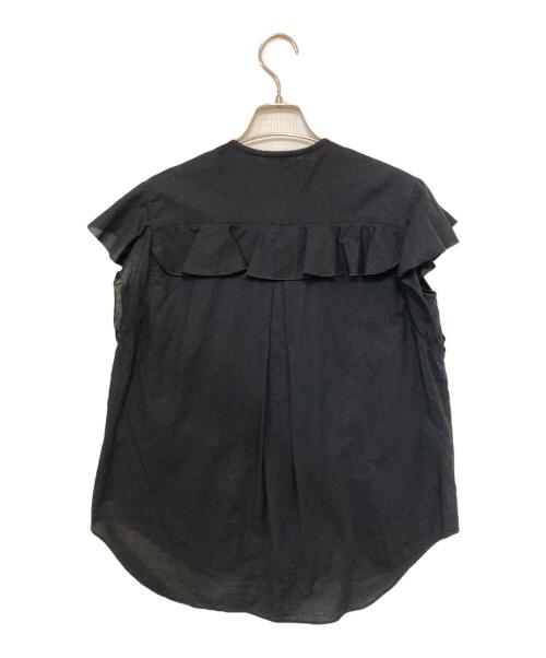 IENA LA BOUCLE（イエナ ラ ブークル）IENA LA BOUCLE (イエナ ラ ブークル) コットンリネンフリルノースリーブシャツ ブラック サイズ:記載なしの古着・服飾アイテム