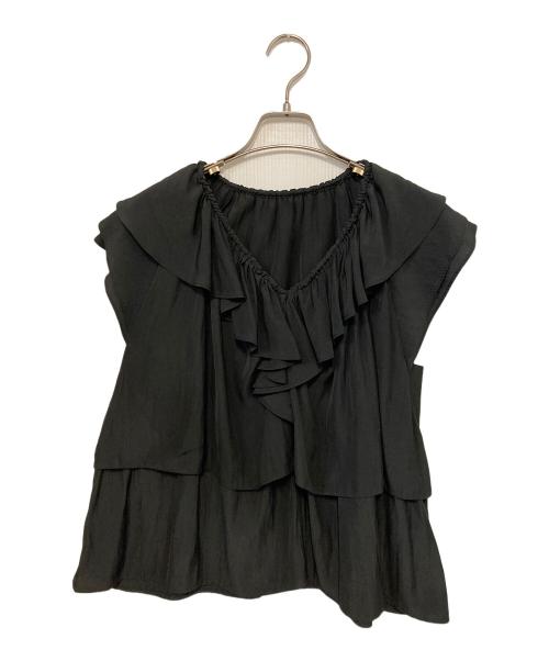 Spick and Span（スピック＆スパン）Spick and Span (スピックアンドスパン) フリルレイヤーノースリブラウス ブラック サイズ:Fの古着・服飾アイテム