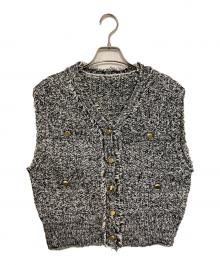 Spick and Span（スピックアンドスパン）の古着「ツィードニットベスト」｜ブラック×ホワイト