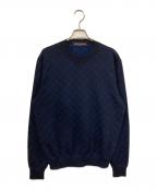 LOUIS VUITTONルイ ヴィトン）の古着「オールオーバーモノグラム ジャガード クルーネック ニット」｜ネイビー