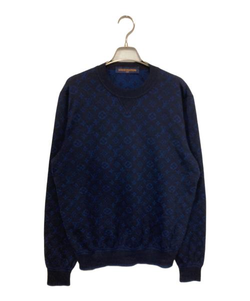 LOUIS VUITTON（ルイ ヴィトン）LOUIS VUITTON (ルイ ヴィトン) オールオーバーモノグラム ジャガード クルーネック ニット ネイビー サイズ:Ｌの古着・服飾アイテム