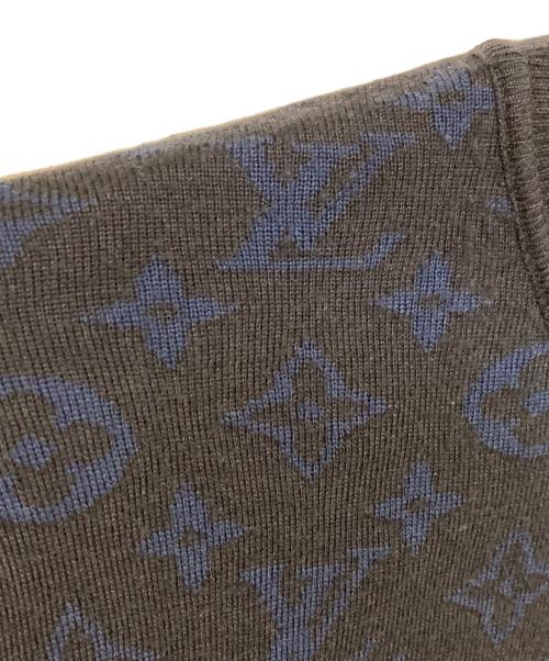 LOUIS VUITTON（ルイ ヴィトン）LOUIS VUITTON (ルイ ヴィトン) オールオーバーモノグラム ジャガード クルーネック ニット ネイビー サイズ:Ｌの古着・服飾アイテム
