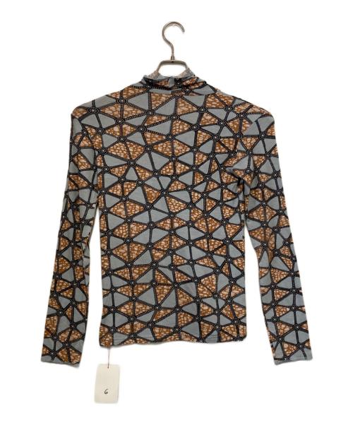 6(ROKU) BEAUTY&YOUTH（ロク ビューティーアンドユース）6(ROKU) BEAUTY&YOUTH (ロク ビューティーアンドユース) PRINT TURTLE NECK PULLOVER / タートルネックプリントカットソー ブルー×ブラウン サイズ:ＦＲＥＥの古着・服飾アイテム