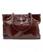 Salvatore Ferragamoサルヴァトーレ フェラガモ）の古着「ヴァラリボンエナメルバッグ」｜ボルドー×パープル