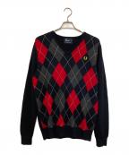 FRED PERRYフレッドペリー）の古着「アーガイルニット」｜レッド×ネイビー
