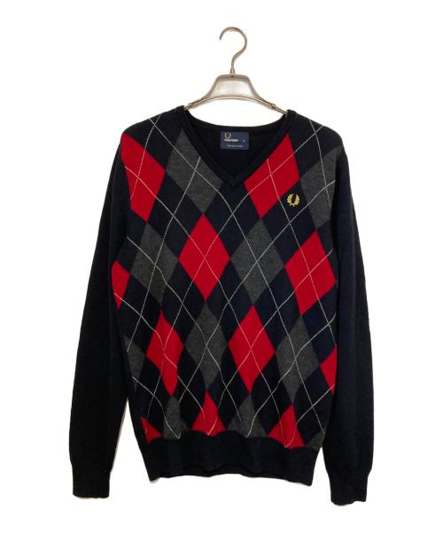 FRED PERRY（フレッドペリー）FRED PERRY (フレッドペリー) アーガイルニット レッド×ネイビー サイズ:Ｍの古着・服飾アイテム