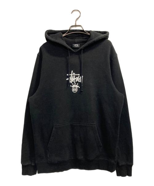 stussy（ステューシー）stussy (ステューシー) フロントロゴ裏起毛パーカー ブラック サイズ:Ｍの古着・服飾アイテム