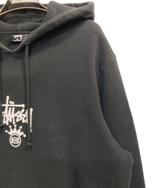 stussy（ステューシー）stussy (ステューシー) フロントロゴ裏起毛パーカー ブラック サイズ:Ｍの古着・服飾アイテム