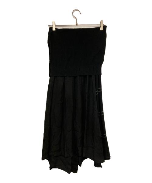 Y's（ワイズ）Y's (ワイズ) ニットドッキングスカート ブラック サイズ:2の古着・服飾アイテム