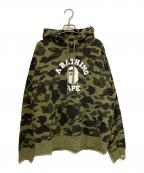A BATHING APEア ベイシング エイプ）の古着「1st Camo College Pullover Hoodie / ファーストカモプルオーバーパーカー」｜グリーン