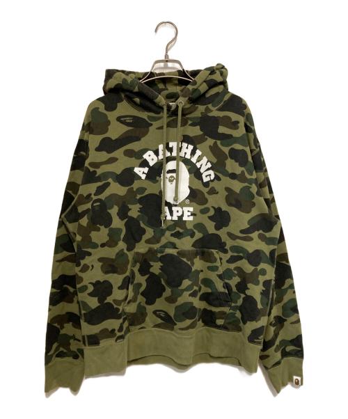 A BATHING APE（ア ベイシング エイプ）A BATHING APE (ア ベイシング エイプ) 1st Camo College Pullover Hoodie / ファーストカモプルオーバーパーカー グリーン サイズ:XLの古着・服飾アイテム