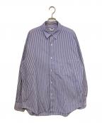 H BEAUTY&YOUTHエイチ ビューティー&ユース）の古着「BALLOON SLEEVE REGULAR COLLAR SHIRT」｜ブルー×ホワイト