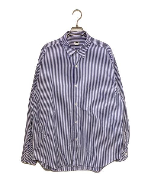 H BEAUTY&YOUTH（エイチ ビューティー&ユース）H BEAUTY&YOUTH (エイチ ビューティー&ユース) BALLOON SLEEVE REGULAR COLLAR SHIRT ブルー×ホワイト サイズ:Ⅼの古着・服飾アイテム