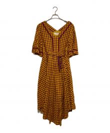 sara mallika（サラマリカ）の古着「チェックワンピース」｜イエロー×レッド