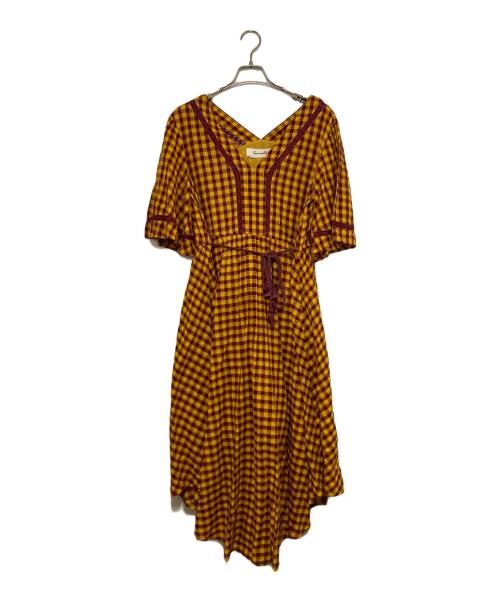 sara mallika（サラマリカ）sara mallika (サラマリカ) チェックワンピース イエロー×レッド サイズ:記載なしの古着・服飾アイテム