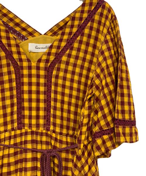 sara mallika（サラマリカ）sara mallika (サラマリカ) チェックワンピース イエロー×レッド サイズ:記載なしの古着・服飾アイテム