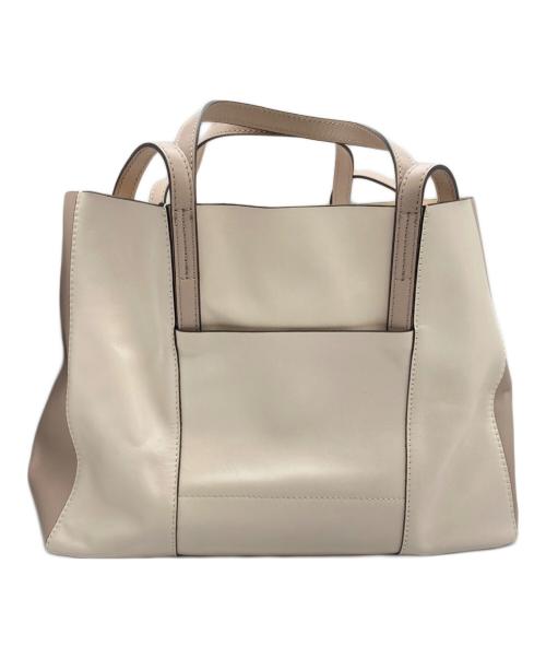 GIANNI CHIARINI（ジャンニ キアリーニ）GIANNI CHIARINI (ジャンニ キアリーニ) レザートートバッグ ベージュの古着・服飾アイテム