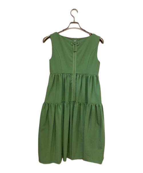FOXEY NEWYORK（フォクシーニューヨーク）FOXEY NEWYORK (フォクシーニューヨーク) エンパイアノースリーブワンピース グリーン サイズ:38の古着・服飾アイテム