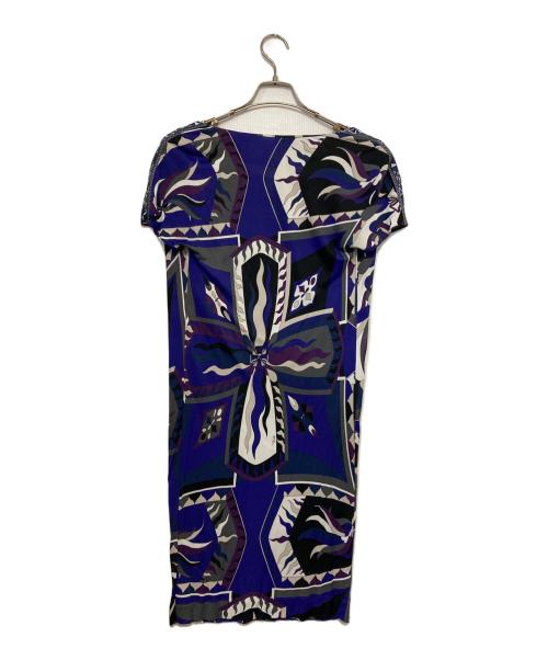 Emilio Pucci（エミリオ プッチ）Emilio Pucci (エミリオ プッチ) ストレッチワンピース パープル×ネイビー サイズ:40の古着・服飾アイテム
