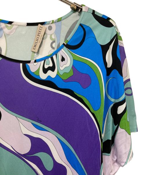 Emilio Pucci（エミリオ プッチ）Emilio Pucci (エミリオ プッチ) 総柄ストレッチワンピース グリーン×ブルー サイズ:40の古着・服飾アイテム