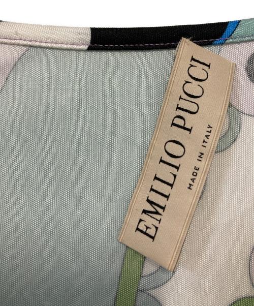 Emilio Pucci（エミリオ プッチ）Emilio Pucci (エミリオ プッチ) 総柄ストレッチワンピース グリーン×ブルー サイズ:40の古着・服飾アイテム