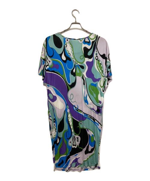 Emilio Pucci（エミリオ プッチ）Emilio Pucci (エミリオ プッチ) 総柄ストレッチワンピース グリーン×ブルー サイズ:40の古着・服飾アイテム