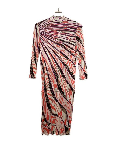 Emilio Pucci（エミリオ プッチ）Emilio Pucci (エミリオ プッチ) 金釦総柄ワンピース パープル×ピンク サイズ:38の古着・服飾アイテム