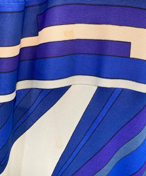 Emilio Pucci（エミリオ プッチ）Emilio Pucci (エミリオ プッチ) ストレッチ総柄Vネックワンピース パープル×ブルー サイズ:40の古着・服飾アイテム