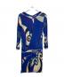 Emilio Pucci (エミリオ プッチ) ストレッチ総柄Vネックワンピース パープル×ブルー サイズ:40：6000円