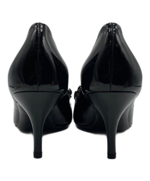 Salvatore Ferragamo（サルヴァトーレ フェラガモ）Salvatore Ferragamo (サルヴァトーレ フェラガモ) ヴァラリボンエナメルパンプス ブラック サイズ:61/2の古着・服飾アイテム