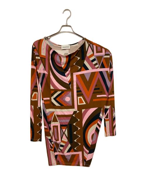 Emilio Pucci（エミリオ プッチ）Emilio Pucci (エミリオ プッチ) 総柄ワンピース ピンク×ブラウン サイズ:38の古着・服飾アイテム
