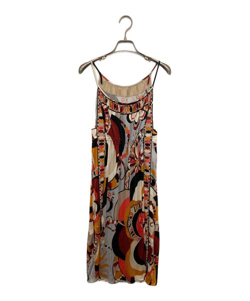 Emilio Pucci（エミリオ プッチ）Emilio Pucci (エミリオ プッチ) キャミソールワンピース ブラック×オレンジ サイズ:40の古着・服飾アイテム