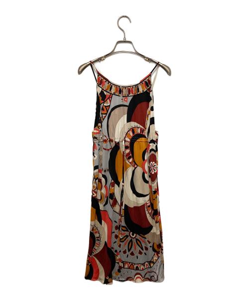 Emilio Pucci（エミリオ プッチ）Emilio Pucci (エミリオ プッチ) キャミソールワンピース ブラック×オレンジ サイズ:40の古着・服飾アイテム